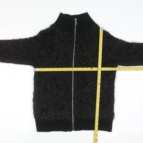 Oliver Bonas Womens Black Full Zip High Neck Jumper Size 6