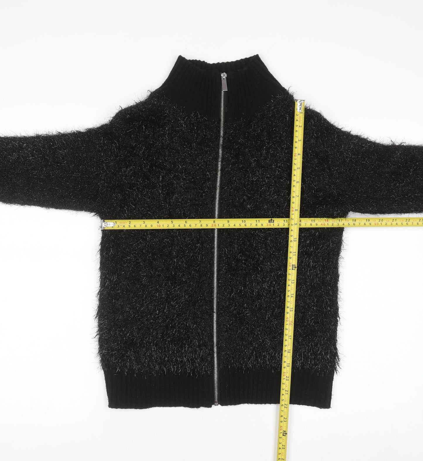 Oliver Bonas Womens Black Full Zip High Neck Jumper Size 6