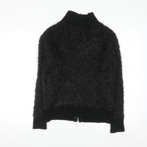 Oliver Bonas Womens Black Full Zip High Neck Jumper Size 6