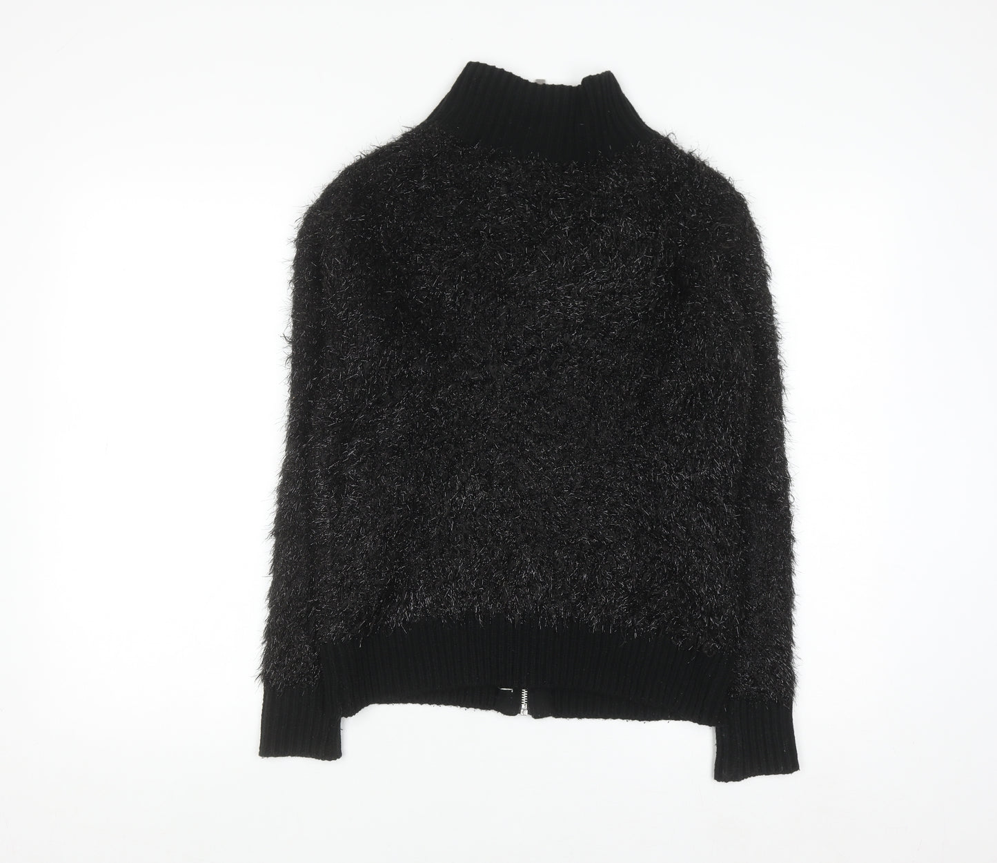 Oliver Bonas Womens Black Full Zip High Neck Jumper Size 6