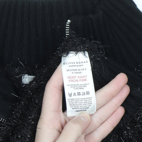 Oliver Bonas Womens Black Full Zip High Neck Jumper Size 6