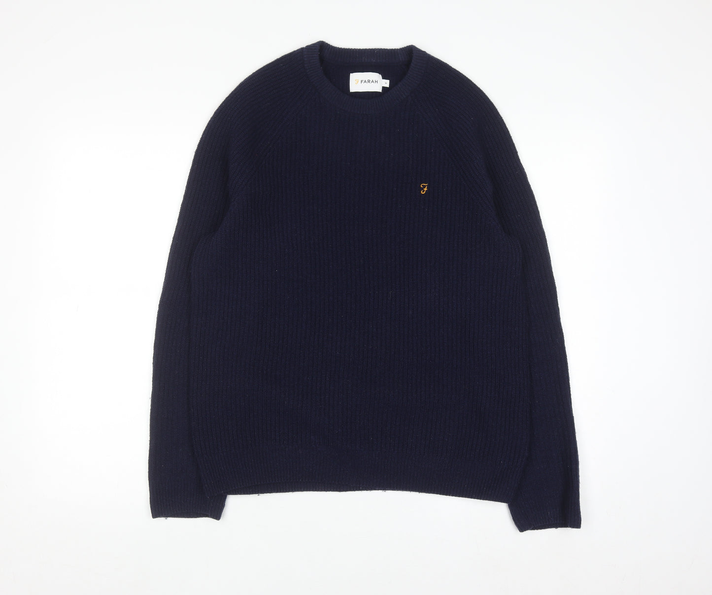 Farah Men's Blue Lambswool Crew Neck Jumper Size M