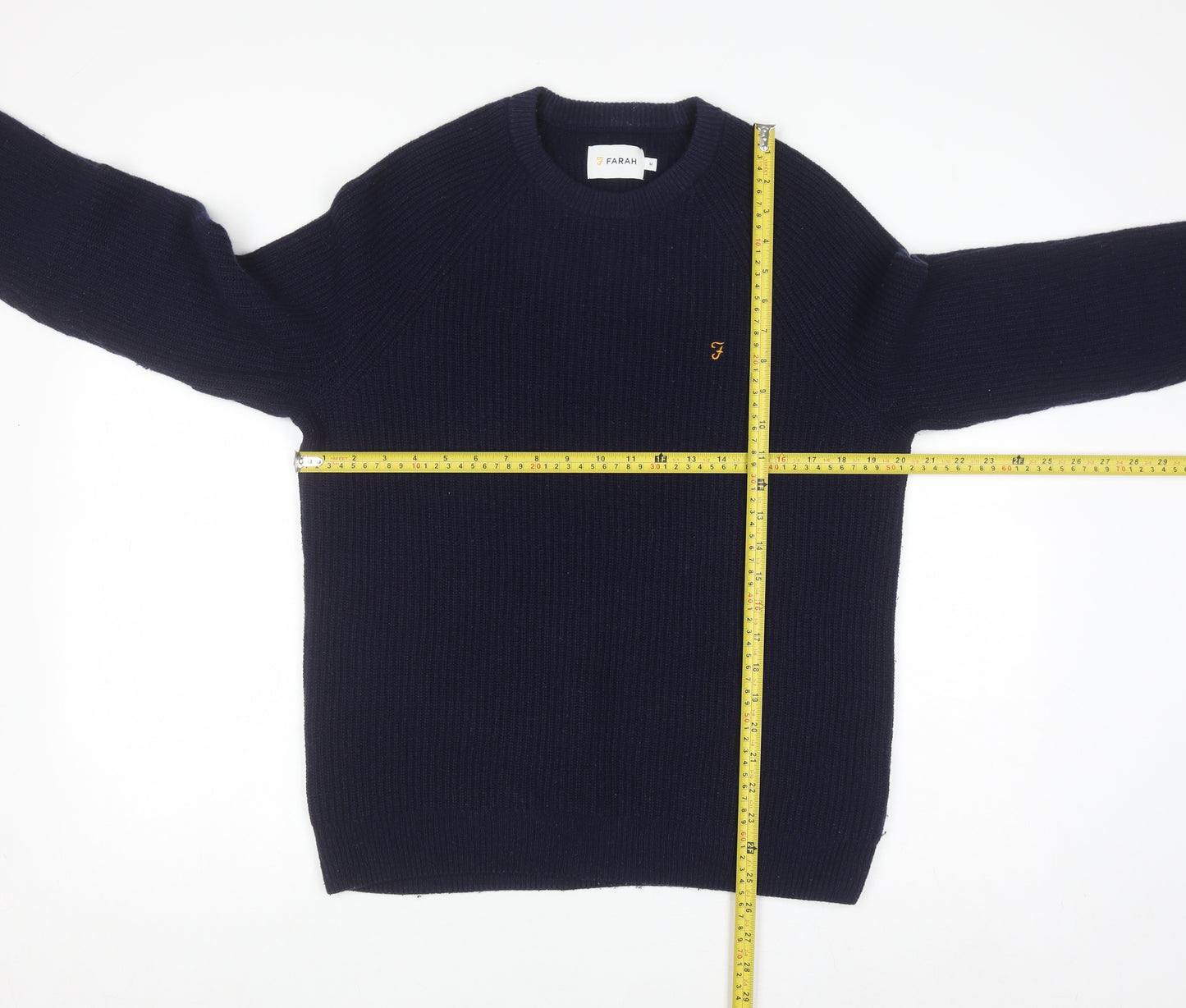 Farah Men's Blue Lambswool Crew Neck Jumper Size M