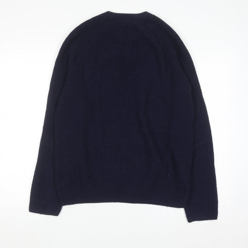 Farah Men's Blue Lambswool Crew Neck Jumper Size M