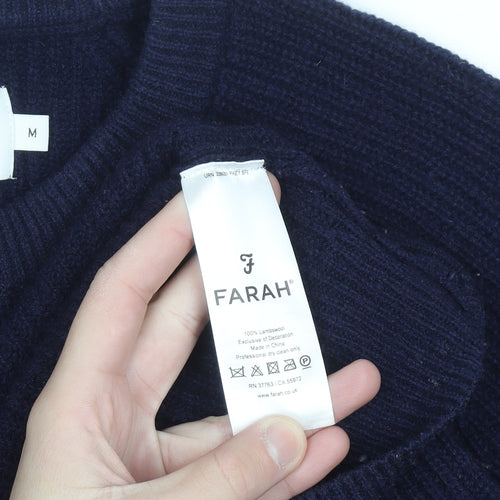 Farah Men's Blue Lambswool Crew Neck Jumper Size M