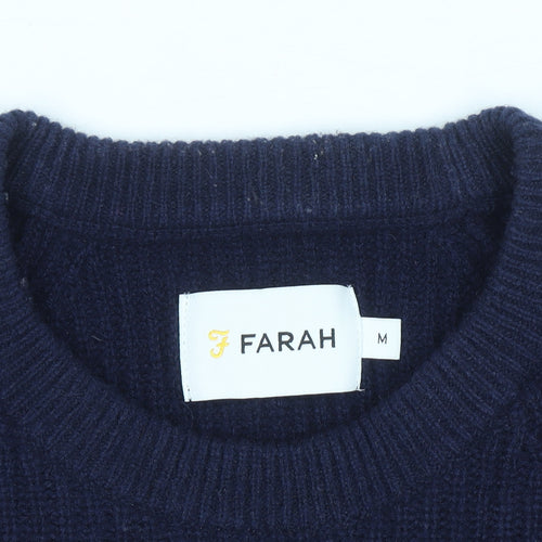 Farah Men's Blue Lambswool Crew Neck Jumper Size M