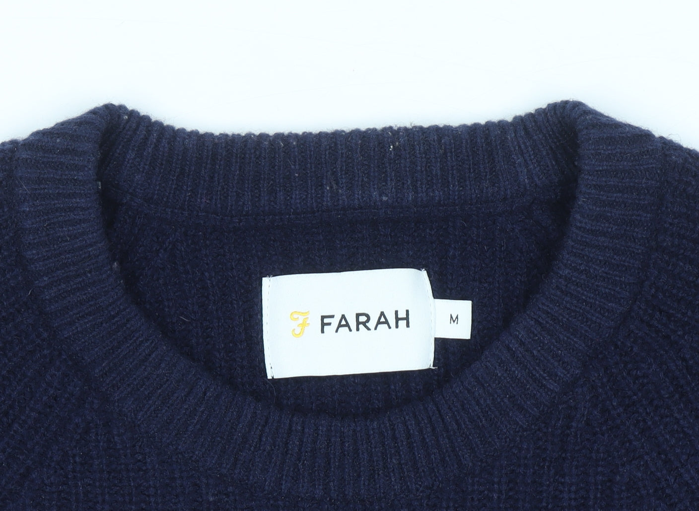 Farah Men's Blue Lambswool Crew Neck Jumper Size M