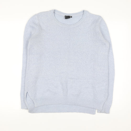 H&M Women Blue Pullover Knit Crew Neck Jumper Size S