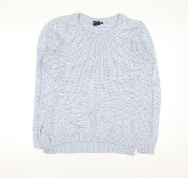 H&M Women Blue Pullover Knit Crew Neck Jumper Size S