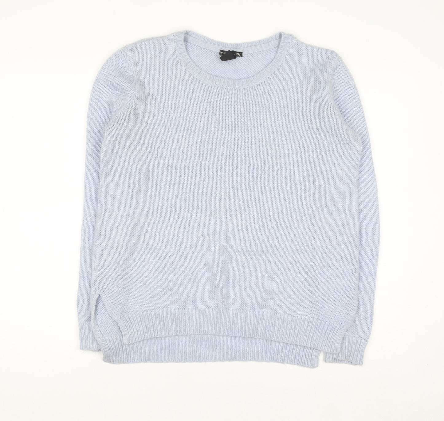 H&M Women Blue Pullover Knit Crew Neck Jumper Size S