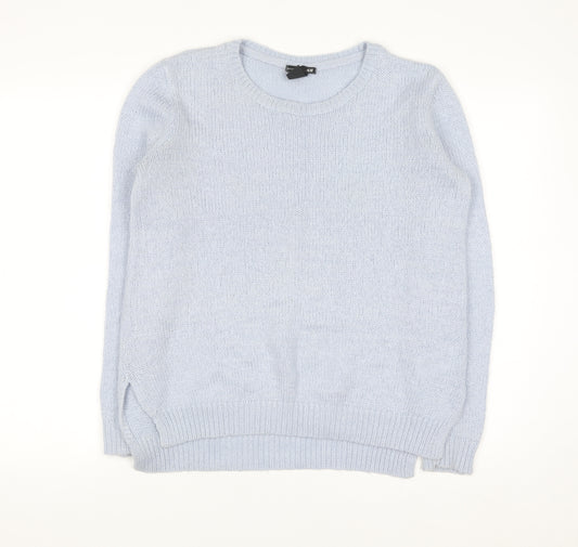 H&M Women Blue Pullover Knit Crew Neck Jumper Size S