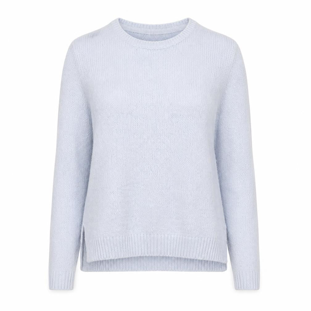 Front view of H&M Women Blue Pullover Knit Crew Neck Jumper, size S