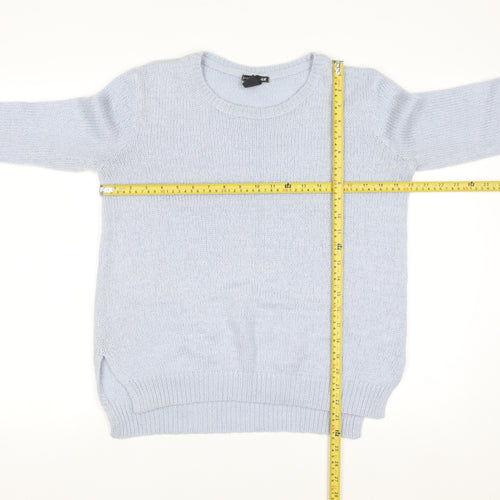 H&M Women Blue Pullover Knit Crew Neck Jumper Size S