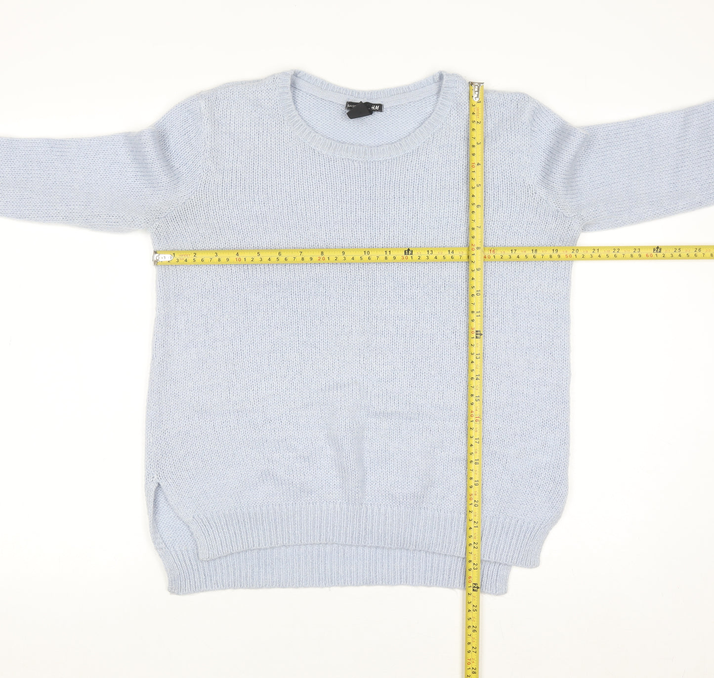 H&M Women Blue Pullover Knit Crew Neck Jumper Size S