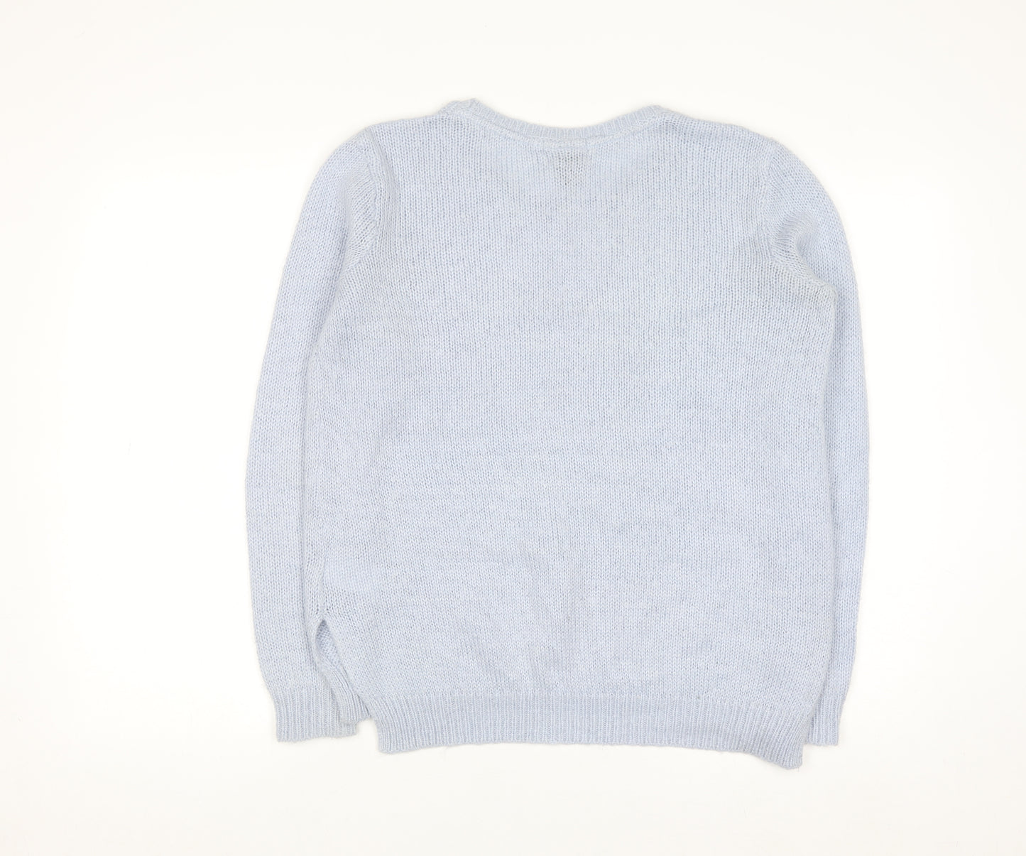 H&M Women Blue Pullover Knit Crew Neck Jumper Size S