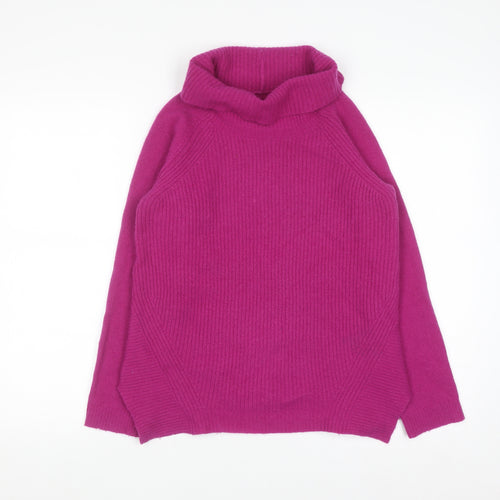 Jigsaw Junior Girls Pink Lambswool Roll Neck Jumper Sweater 12-13 Years