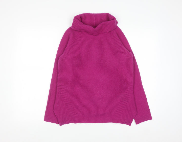 Jigsaw Junior Girls Pink Lambswool Roll Neck Jumper Sweater 12-13 Years