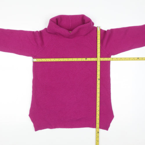 Jigsaw Junior Girls Pink Lambswool Roll Neck Jumper Sweater 12-13 Years