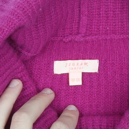 Jigsaw Junior Girls Pink Lambswool Roll Neck Jumper Sweater 12-13 Years