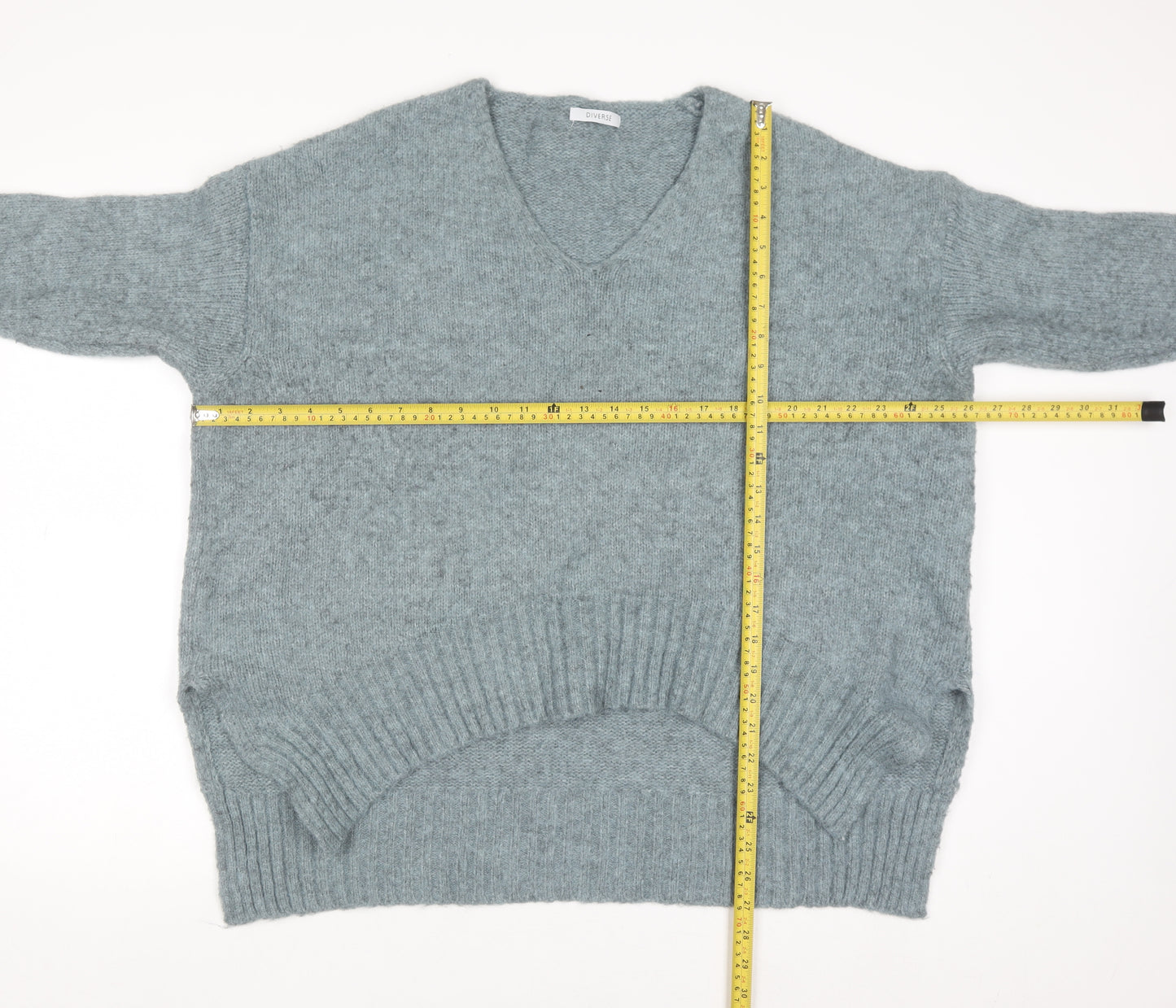 Diverse Women’s Grey V-Neck Knit Pullover Jumper Size S