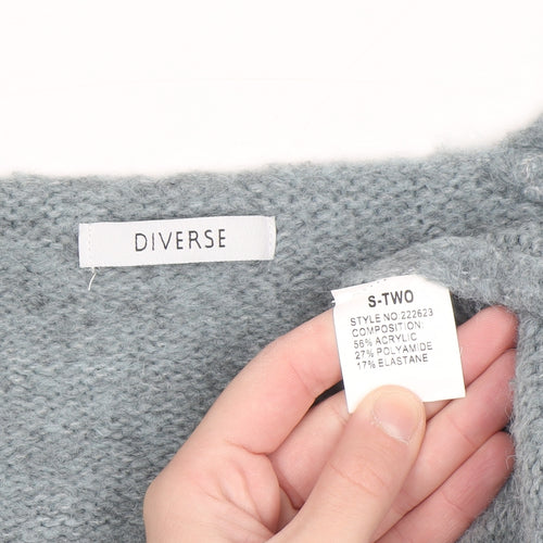Diverse Women’s Grey V-Neck Knit Pullover Jumper Size S