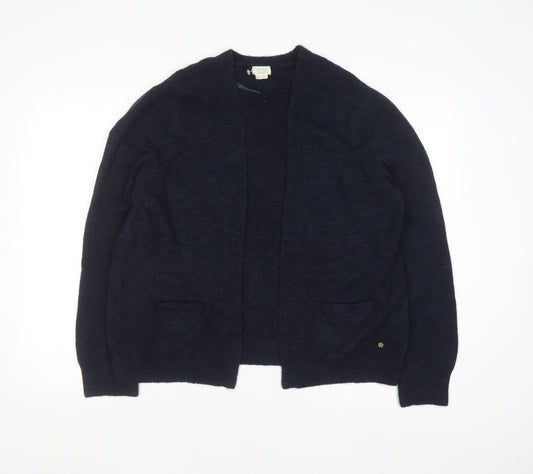 Fat Face Women Blue Knit Open Cardigan UK 16 Wool Blend