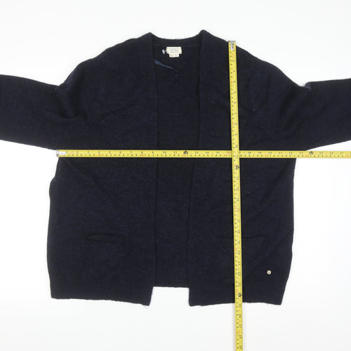 Fat Face Women Blue Knit Open Cardigan UK 16 Wool Blend