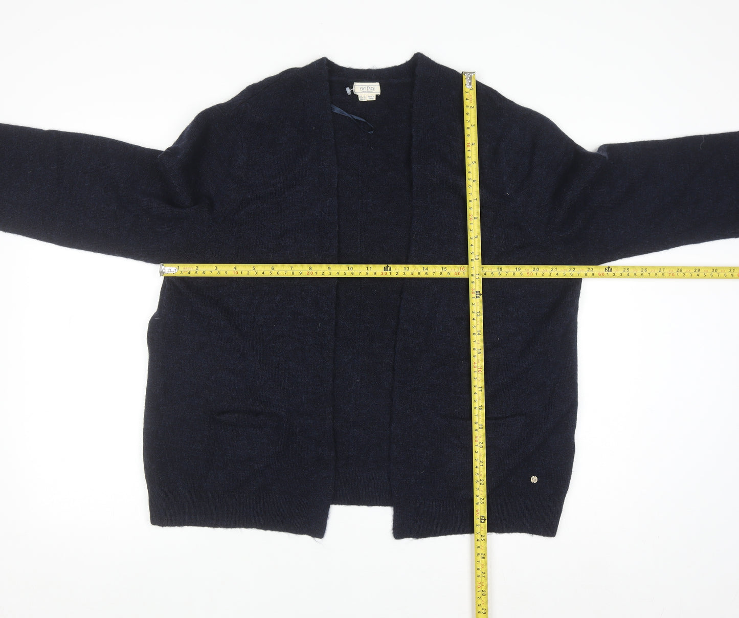 Fat Face Women Blue Knit Open Cardigan UK 16 Wool Blend