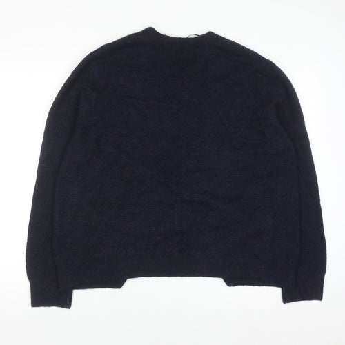 Fat Face Women Blue Knit Open Cardigan UK 16 Wool Blend
