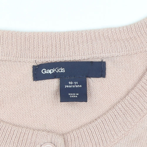 Gap Kids Girls Beige Cotton Button-Up Cardigan 10-11 Years