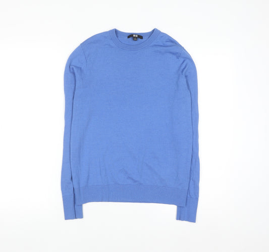 Uniqlo Women's Blue 100% Wool Crew Neck Jumper Size S