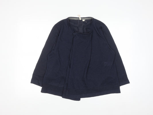 White Stuff Women Navy Cardigan UK 14 Viscose Blend Open Knit