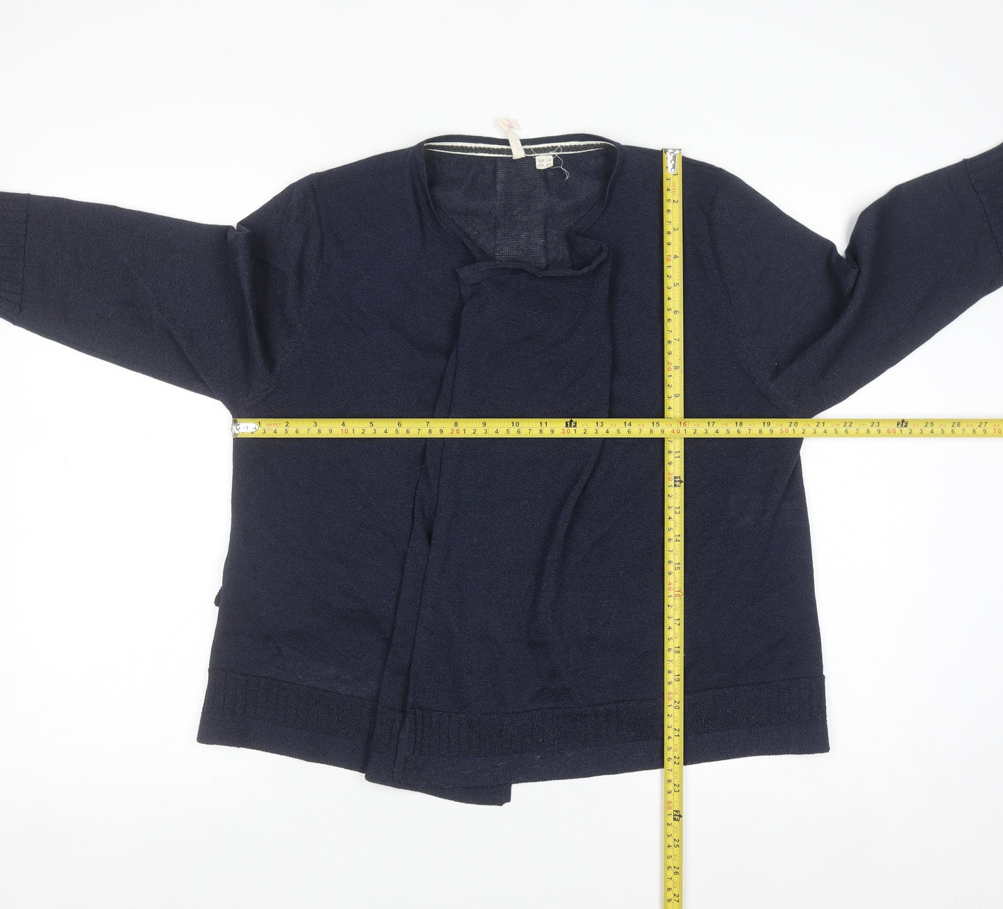 White Stuff Women Navy Cardigan UK 14 Viscose Blend Open Knit