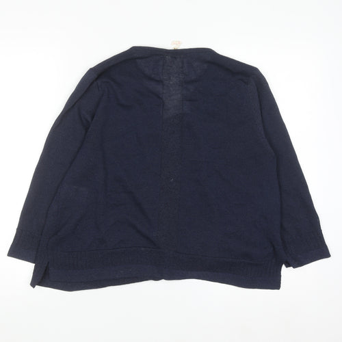 White Stuff Women Navy Cardigan UK 14 Viscose Blend Open Knit