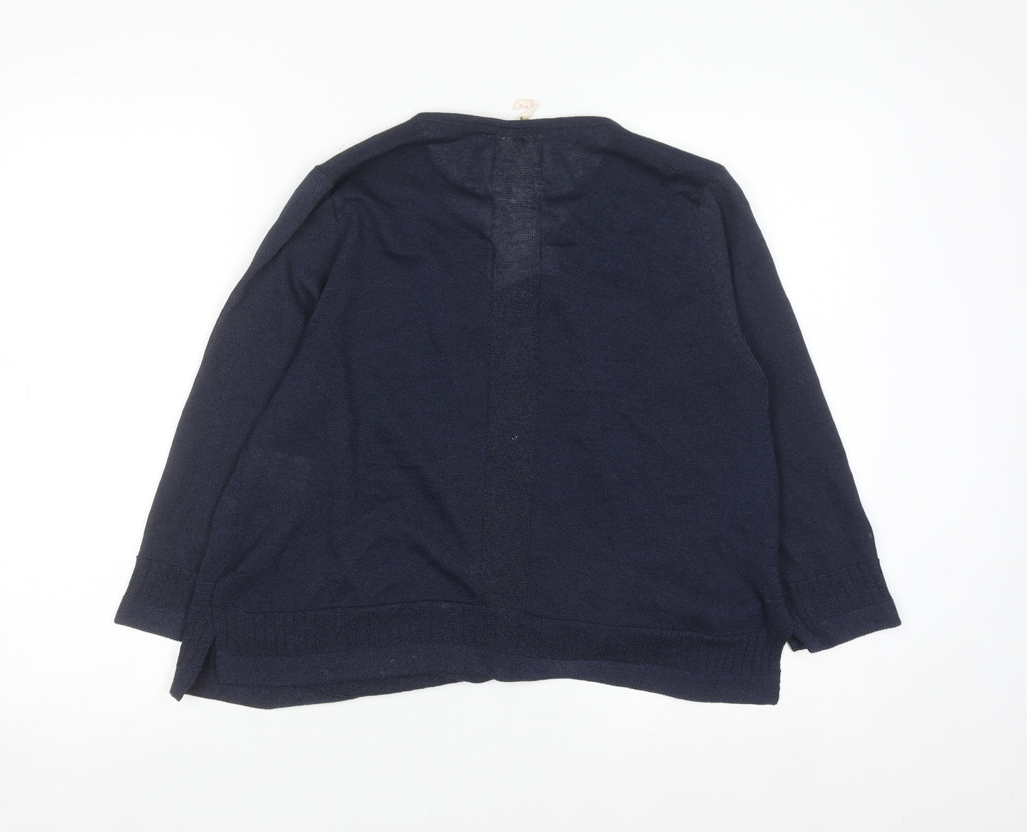 White Stuff Women Navy Cardigan UK 14 Viscose Blend Open Knit