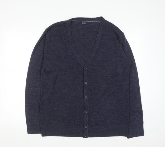 Easy Men's Blue Acrylic V-Neck Cardigan Jumper Size L