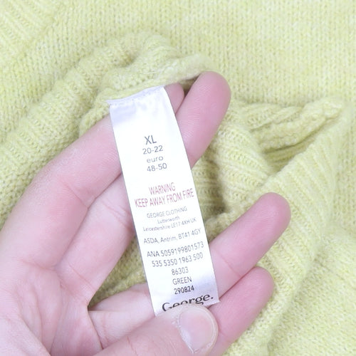 George Women Green XL Relaxed Crew Neck Pullover Jumper
