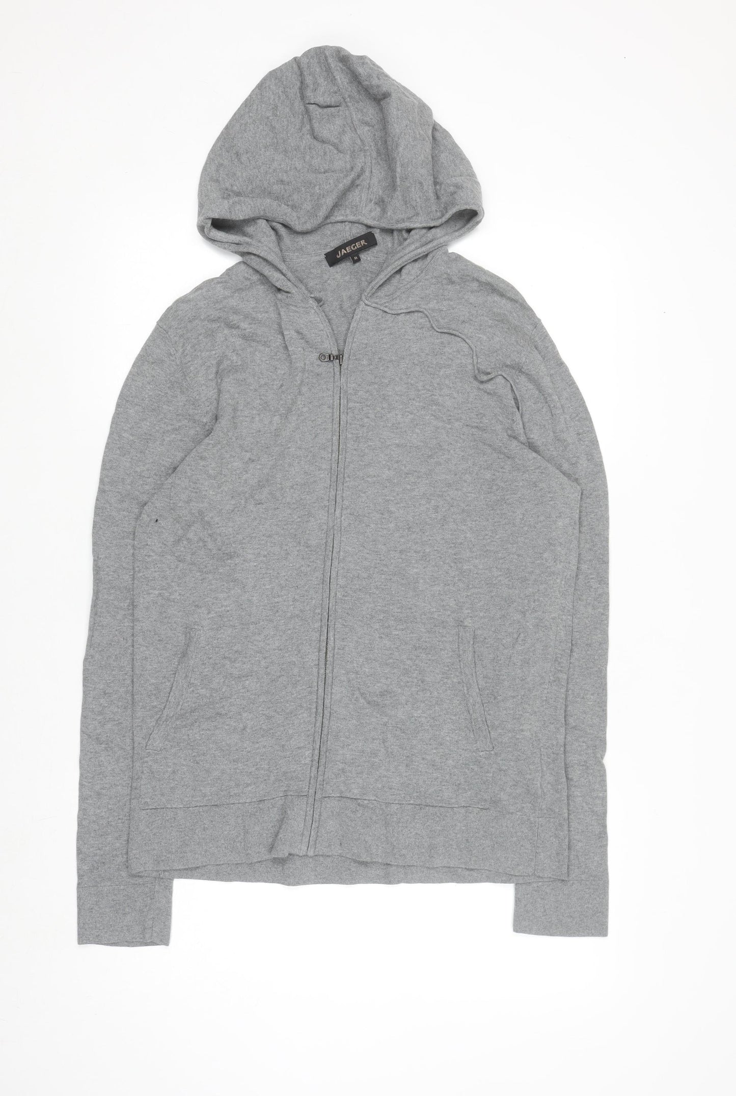 Jaeger Men's Grey Full Zip Cotton Hoodie M Regular Fit