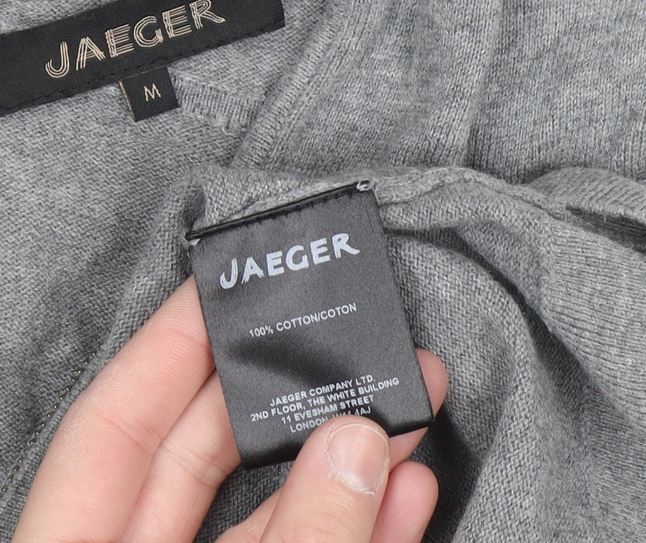 Jaeger Men's Grey Full Zip Cotton Hoodie M Regular Fit