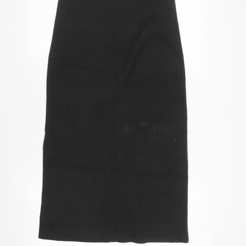 UNIQLO Women Black M Ribbed Knit Pencil Midi Skirt
