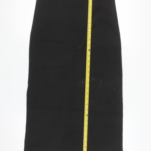 UNIQLO Women Black M Ribbed Knit Pencil Midi Skirt