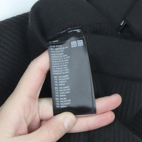 UNIQLO Women Black M Ribbed Knit Pencil Midi Skirt
