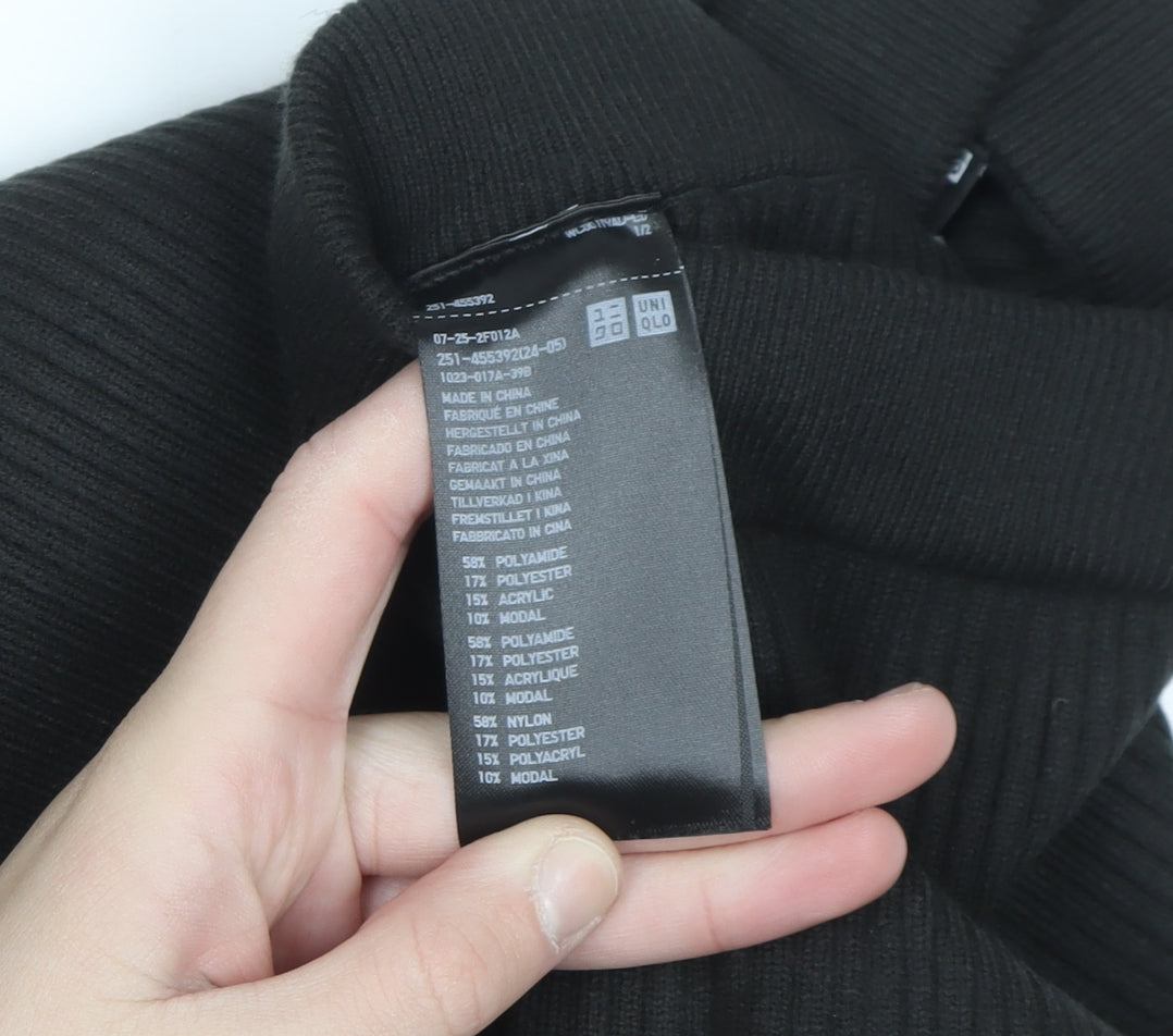 UNIQLO Women Black M Ribbed Knit Pencil Midi Skirt