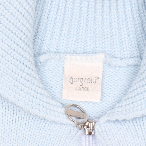 Gorgeous Women Light Blue Full Zip Knit Cardigan Size L