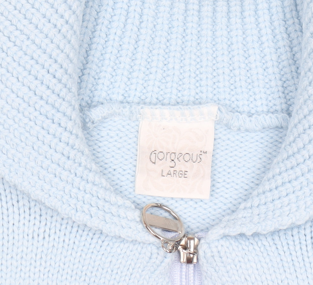 Gorgeous Women Light Blue Full Zip Knit Cardigan Size L