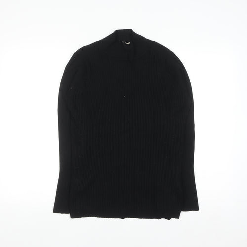 Anthology Womens Black Mock Neck Ribbed Knit Pullover Jumper Size 20