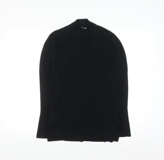 Anthology Womens Black Mock Neck Ribbed Knit Pullover Jumper Size 20