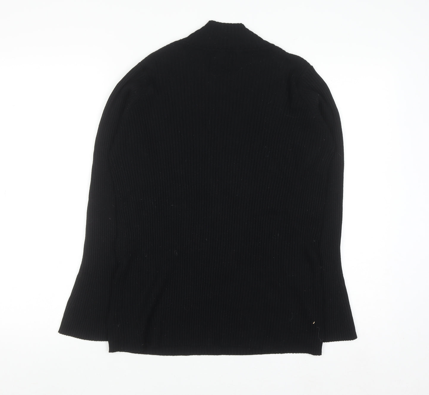 Anthology Womens Black Mock Neck Ribbed Knit Pullover Jumper Size 20