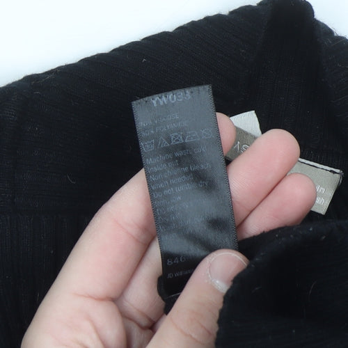 Anthology Womens Black Mock Neck Ribbed Knit Pullover Jumper Size 20