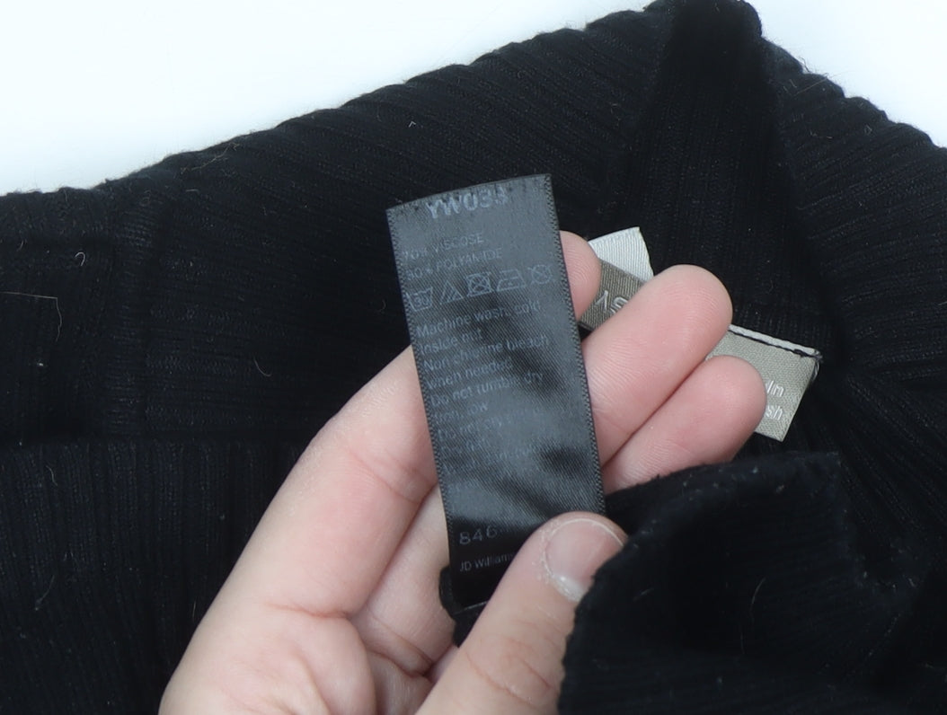 Anthology Womens Black Mock Neck Ribbed Knit Pullover Jumper Size 20